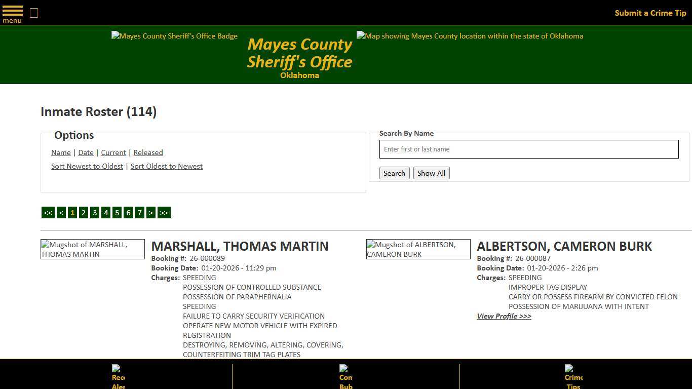 Inmate Roster - Current Inmates Booking Date Descending - Mayes County, OK Sheriff