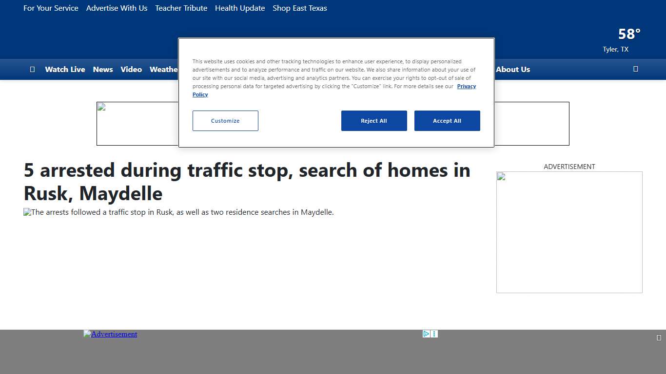5 arrested during traffic stop, search of homes in Rusk, Maydelle